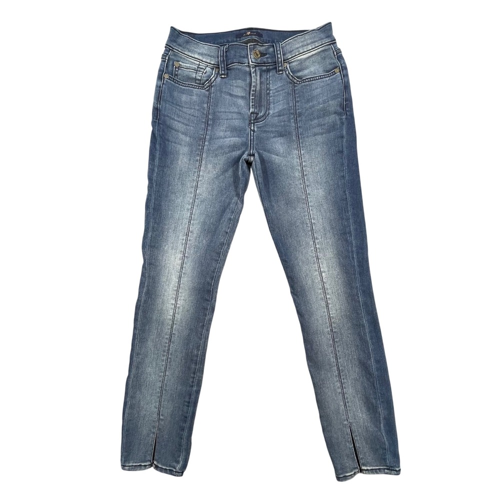 7 For All Mankind Blue Ankle Gwenevere Split Hem Skinny Jeans Womens 26